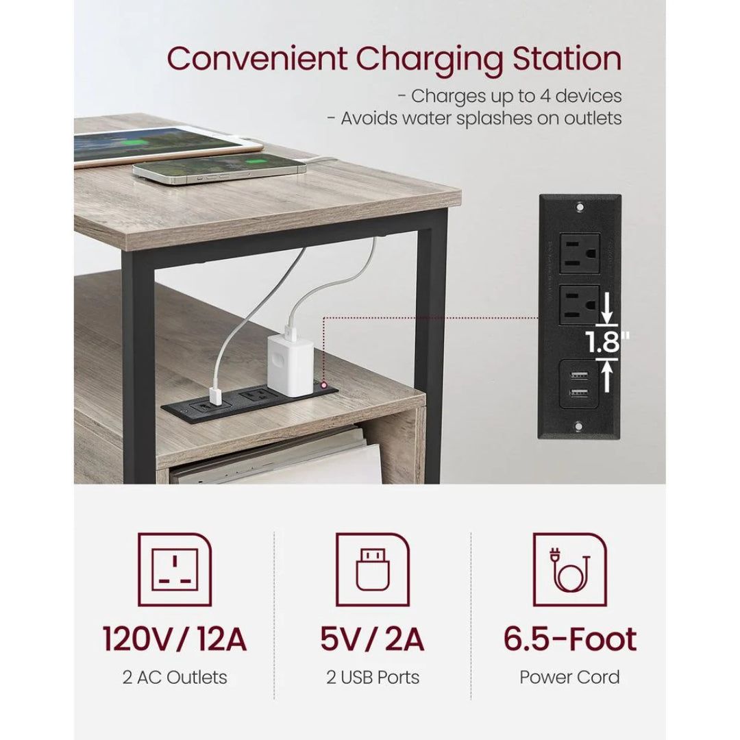 Narrow End Table With Charging Station And 2 Drawers – product view 27 | Amaraloft