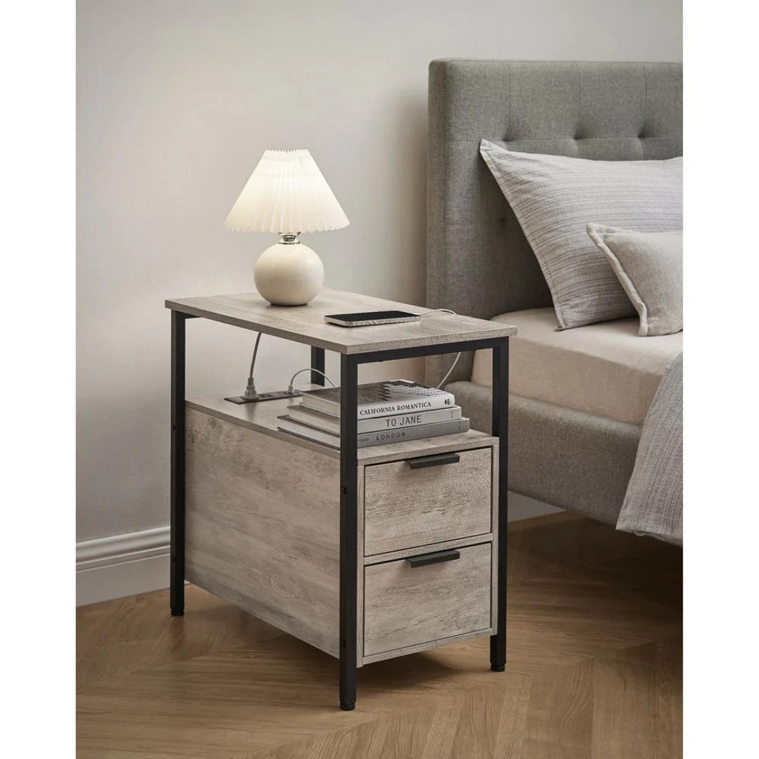 Narrow End Table With Charging Station And 2 Drawers – product view 32 | Amaraloft