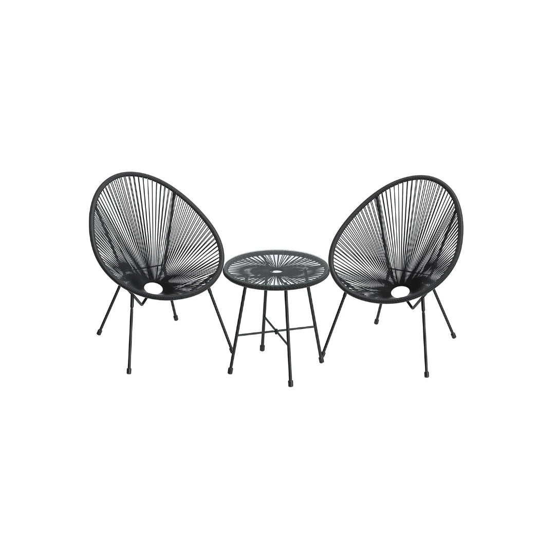 Outdoor Seating Set 3 Piece Acapulco Chairs With Table – product view 1 | Amaraloft