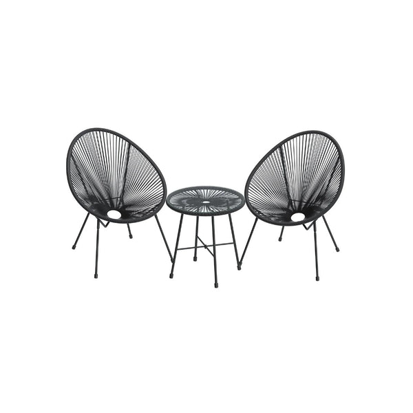 Outdoor Seating Set 3 Piece Acapulco Chairs With Table – product view 1 | Amaraloft