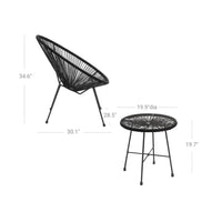 Outdoor Seating Set 3 Piece Acapulco Chairs With Table – product view 8 | Amaraloft
