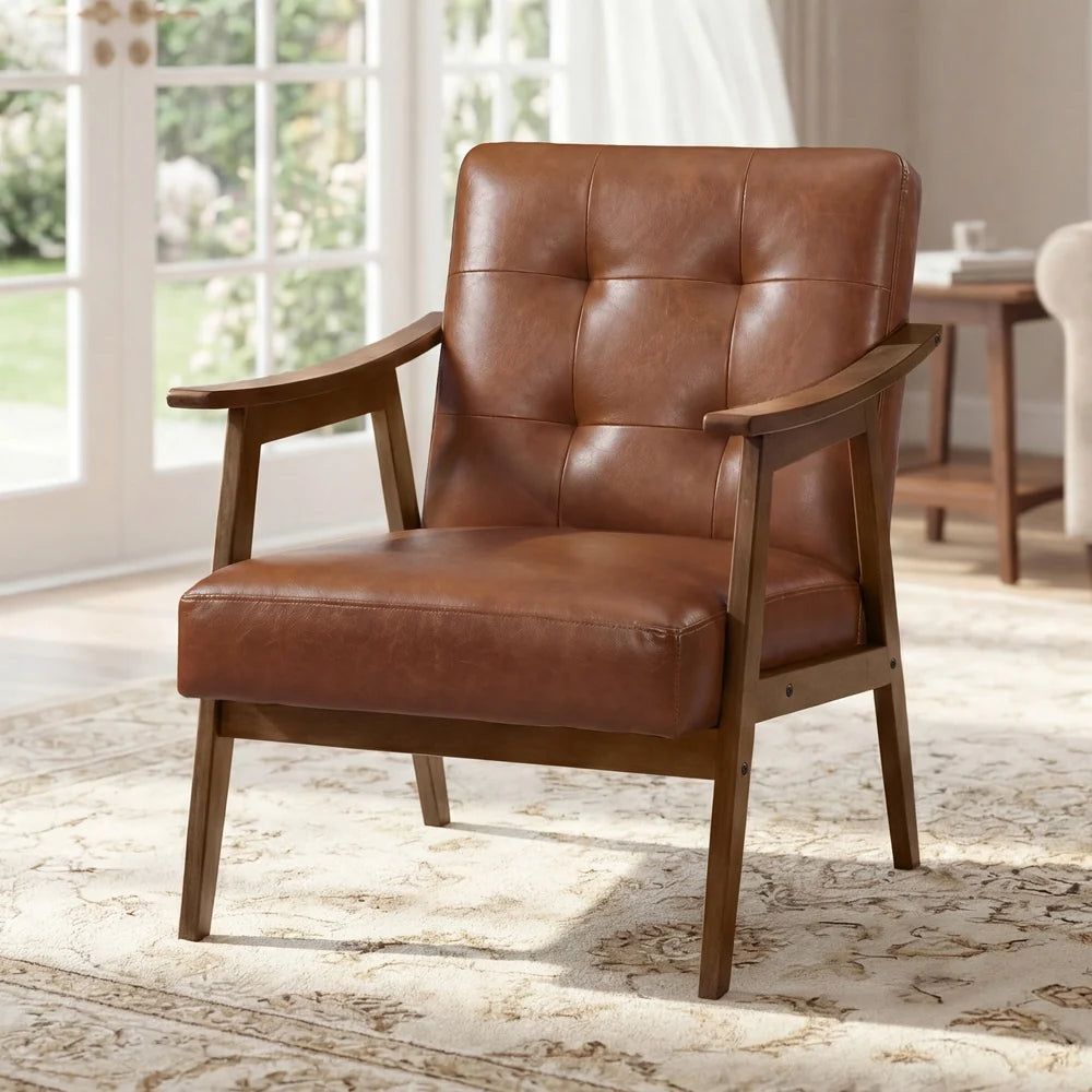 PU Leather Accent Chair For Living Room Bedroom Or Office - ULYY200KZ02S