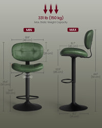 PU Leather Swivel Bar Stools With Back, Footrest And Adjustable Height - product photo 35