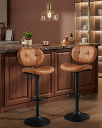 PU Leather Swivel Bar Stools With Back, Footrest And Adjustable Height - product photo 37