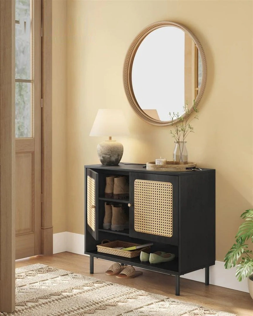 Rattan 3-Tier Shoe Cabinet with Adjustable Shelf – product view 3 | Amaraloft