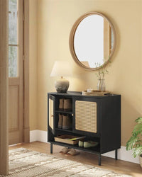 Rattan 3-Tier Shoe Cabinet with Adjustable Shelf – product view 3 | Amaraloft
