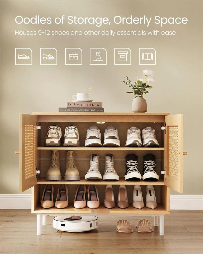 Rattan 3-Tier Shoe Cabinet with Adjustable Shelf – product view 10 | Amaraloft