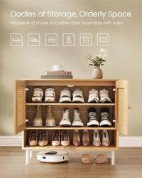 Rattan 3-Tier Shoe Cabinet with Adjustable Shelf – product view 10 | Amaraloft