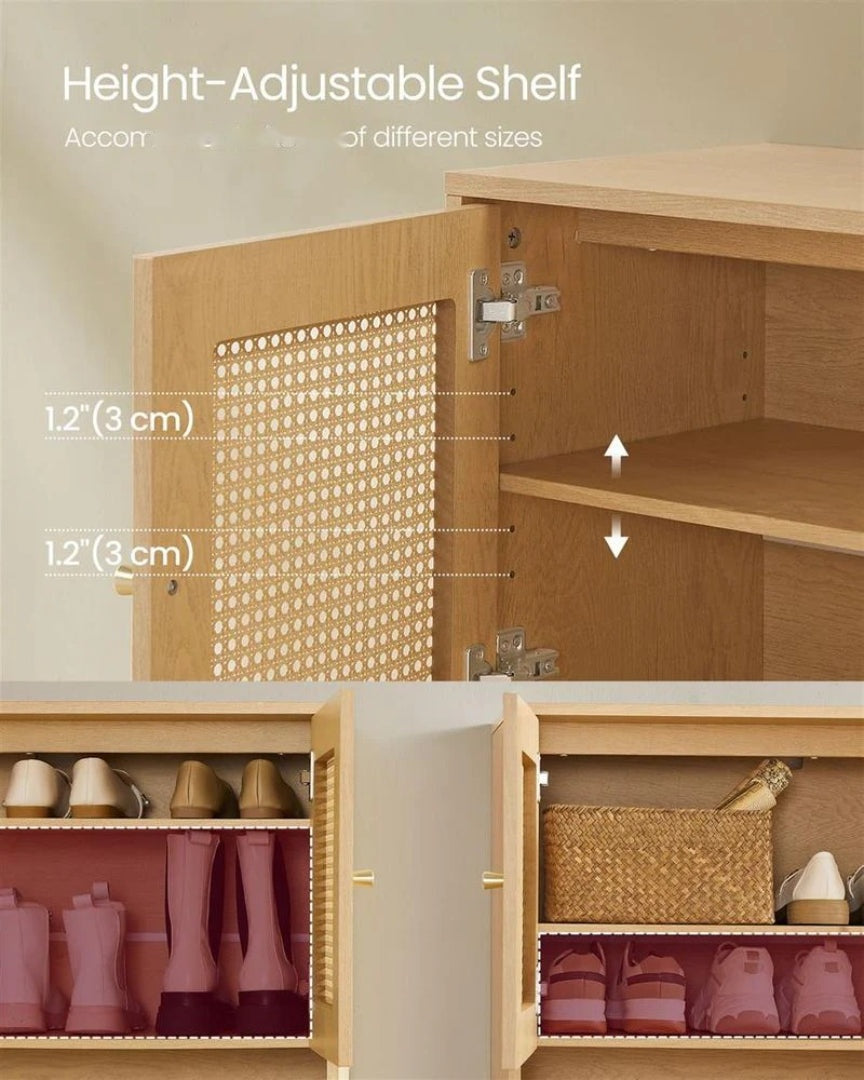 Rattan 3-Tier Shoe Cabinet with Adjustable Shelf – product view 11 | Amaraloft