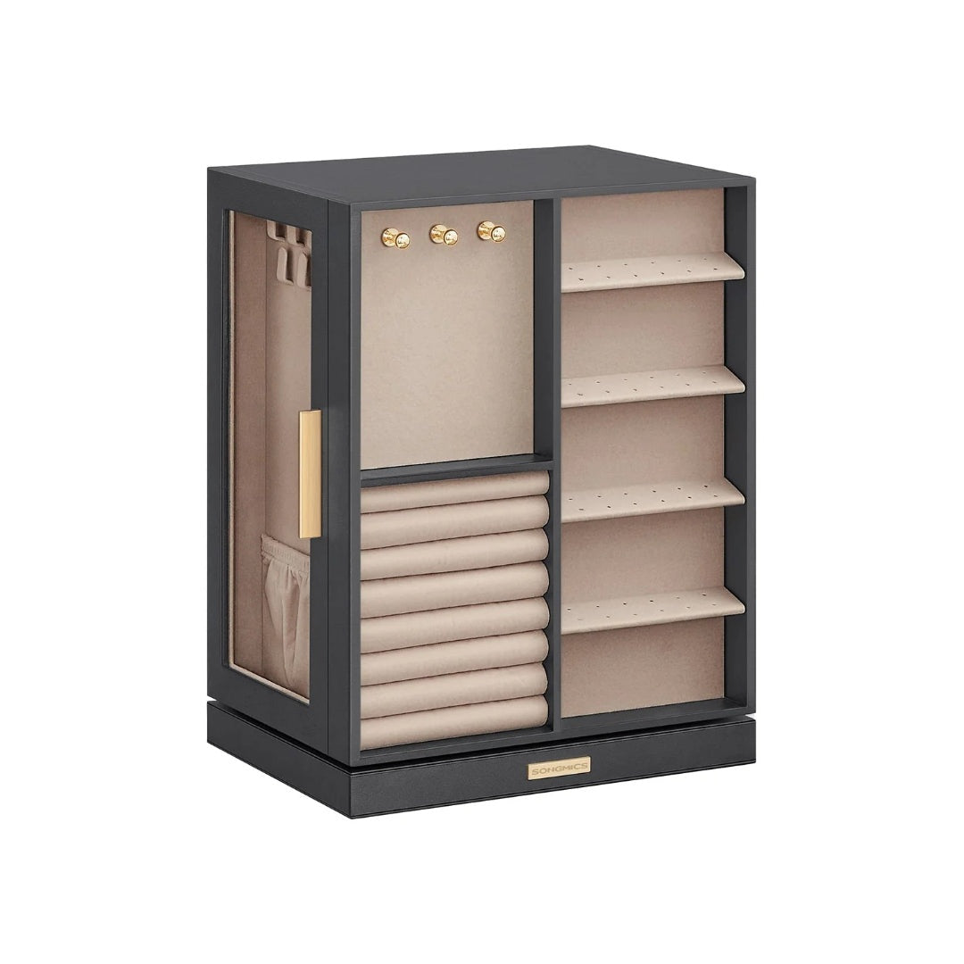 Rotating Jewelry Box Organizer With 5 Drawers And Hooks – product view 3 | Amaraloft