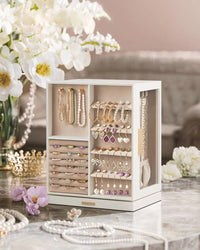 Rotating Jewelry Box Organizer With 5 Drawers And Hooks – product view 6 | Amaraloft
