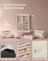 Rotating Jewelry Box Organizer With 5 Drawers And Hooks – product view 9 | Amaraloft