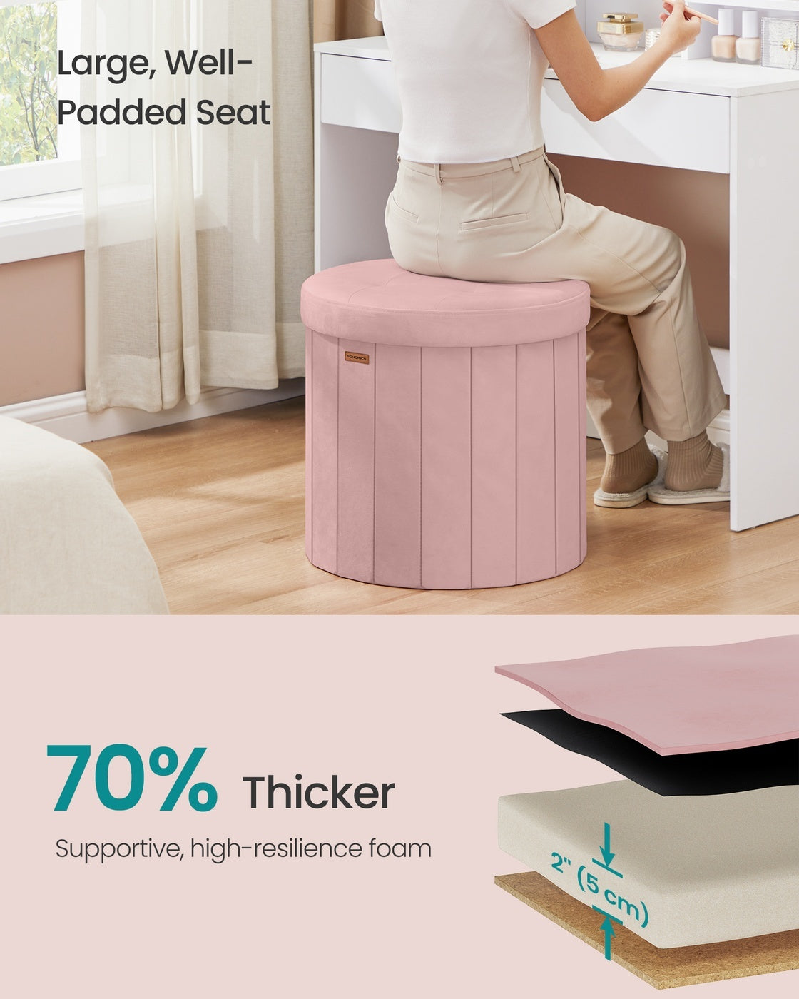 Round Storage Ottoman With Removable Lid - product photo 10