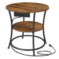 Side Table, 2-Tier Round End Table With Power Outlets - product photo 05