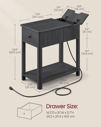 Side Table With Charging Station, Drawer And Open Storage Shelf - product photo 32