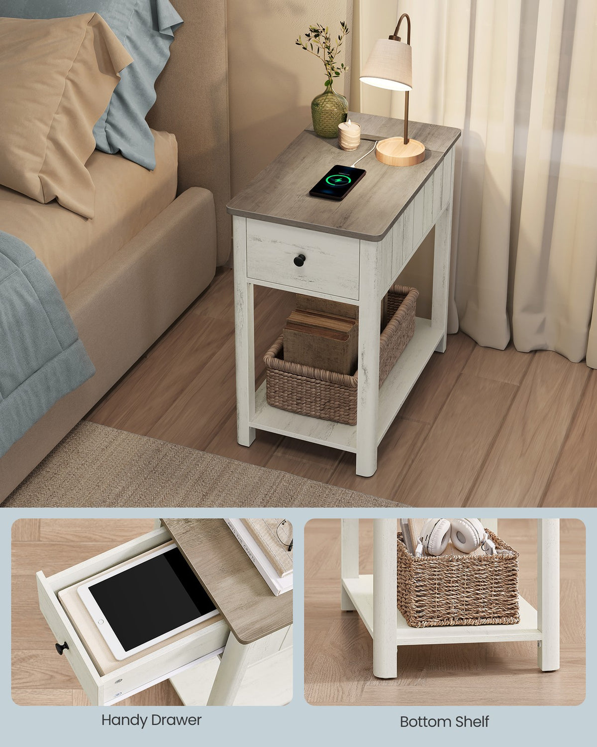 Side Table With Charging Station - product photo 03