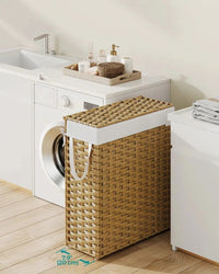 Slim Laundry Hamper With Lid 14.5 Gallon Rattan Basket – product view 4 | Amaraloft