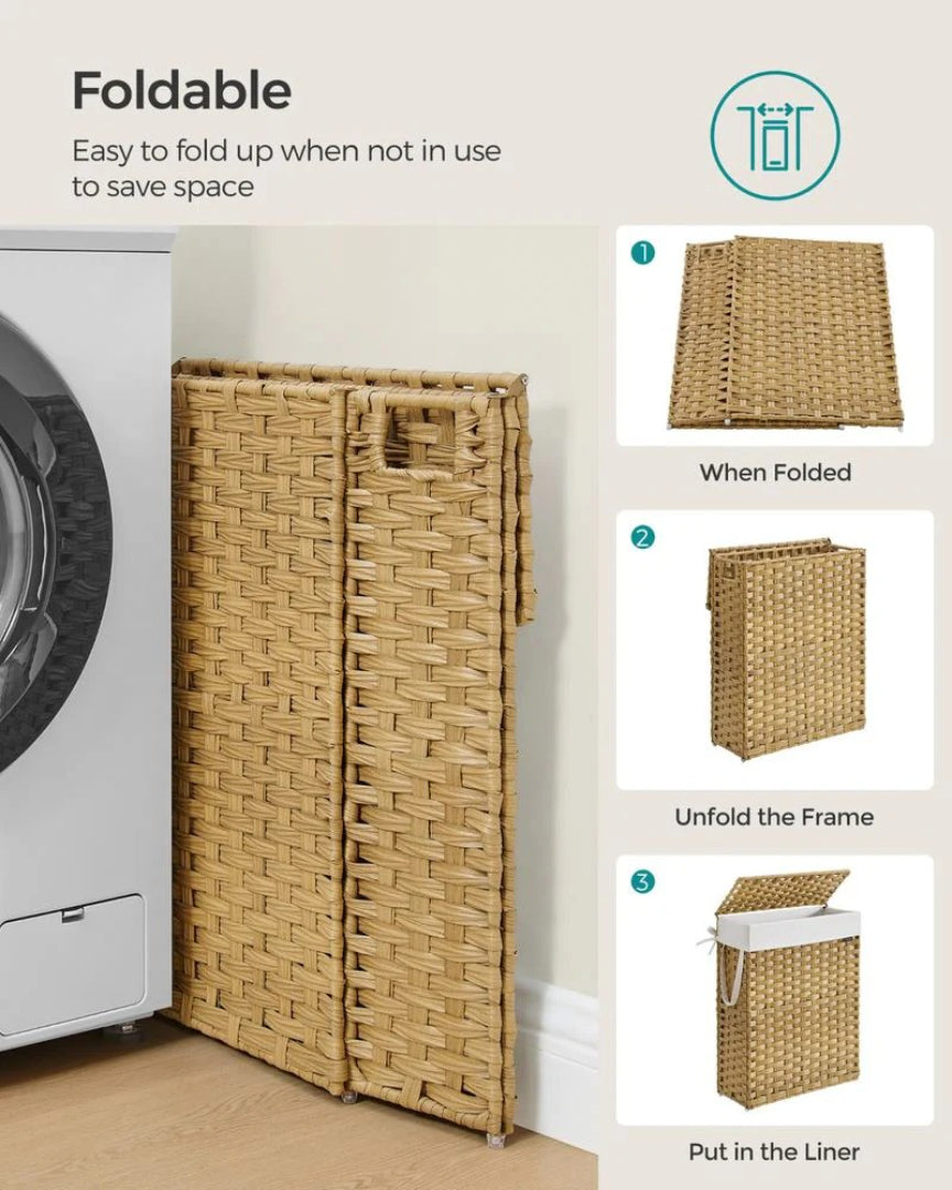 Slim Laundry Hamper With Lid 14.5 Gallon Rattan Basket – product view 7 | Amaraloft