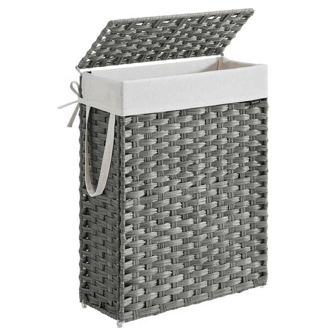 Slim Laundry Hamper With Lid 14.5 Gallon Rattan Basket – product view 8 | Amaraloft