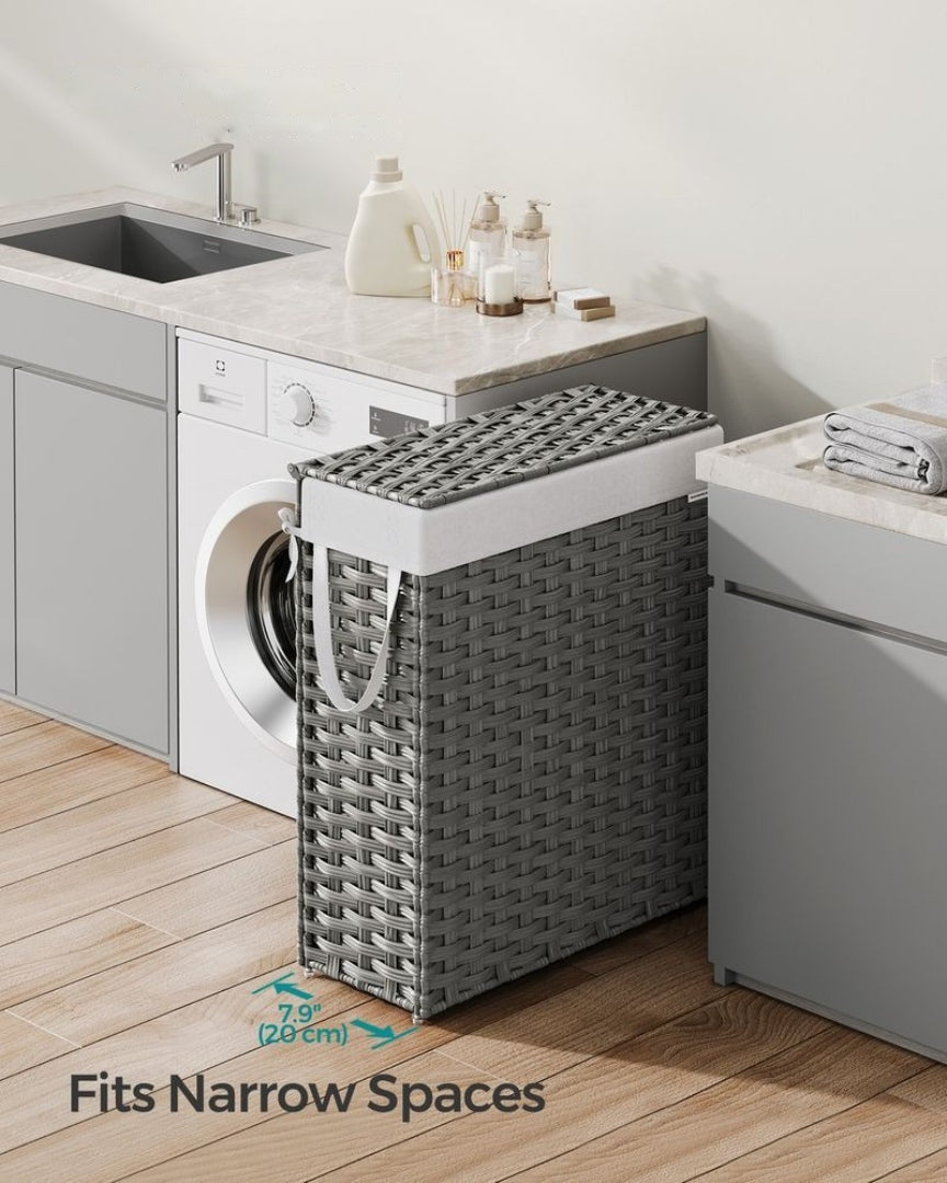 Slim Laundry Hamper With Lid 14.5 Gallon Rattan Basket – product view 9 | Amaraloft