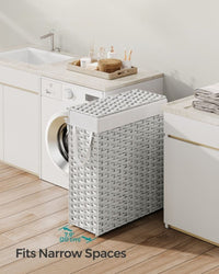 Slim Laundry Hamper With Lid 14.5 Gallon Rattan Basket – product view 11 | Amaraloft