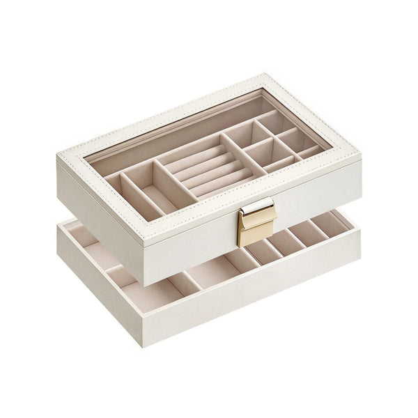 Stackable Jewelry Organizer Trays With Glass Lid 2 To 6 Tier – product view 1 | Amaraloft