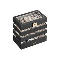 Stackable Jewelry Organizer Trays With Glass Lid 2 To 6 Tier – product view 4 | Amaraloft