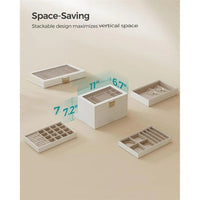 Stackable Jewelry Organizer Trays With Glass Lid 2 To 6 Tier – product view 20 | Amaraloft