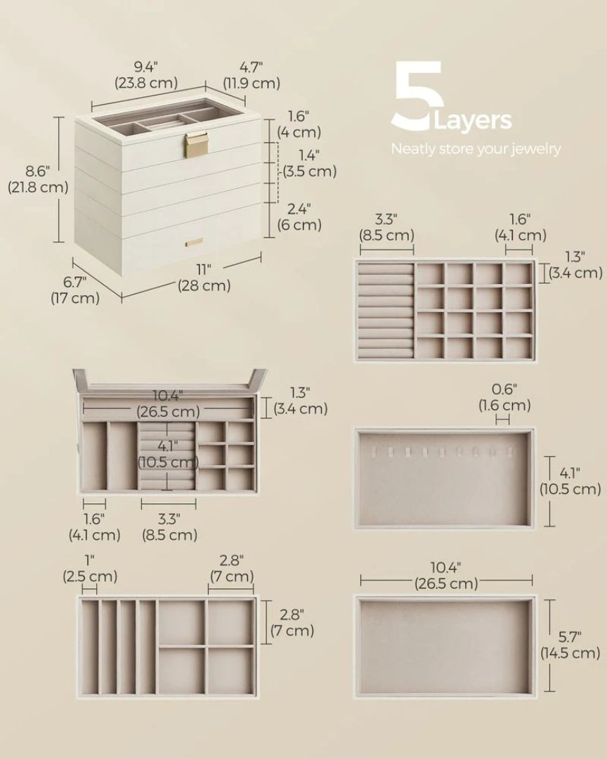 Stackable Jewelry Organizer Trays With Glass Lid 2 To 6 Tier – product view 22 | Amaraloft