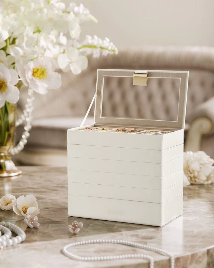 Stackable Jewelry Organizer Trays With Glass Lid 2 To 6 Tier – product view 23 | Amaraloft