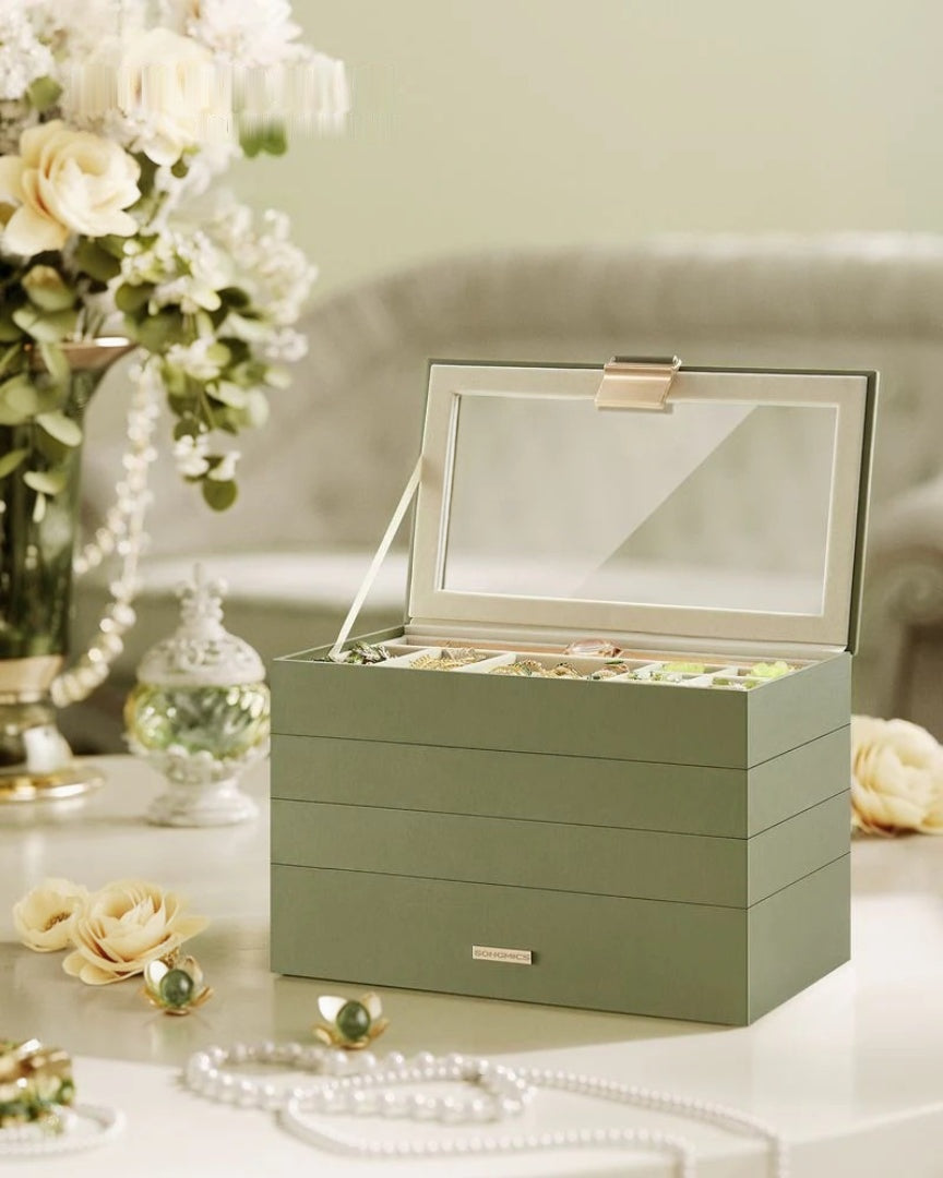 Stackable Jewelry Organizer Trays With Glass Lid 2 To 6 Tier – product view 25 | Amaraloft