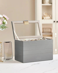 Stackable Jewelry Organizer Trays With Glass Lid 2 To 6 Tier – product view 26 | Amaraloft