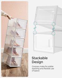 Stackable Shoe Storage Organizers, 12 Or 18 Count Clear Shoe Boxes - product photo 60