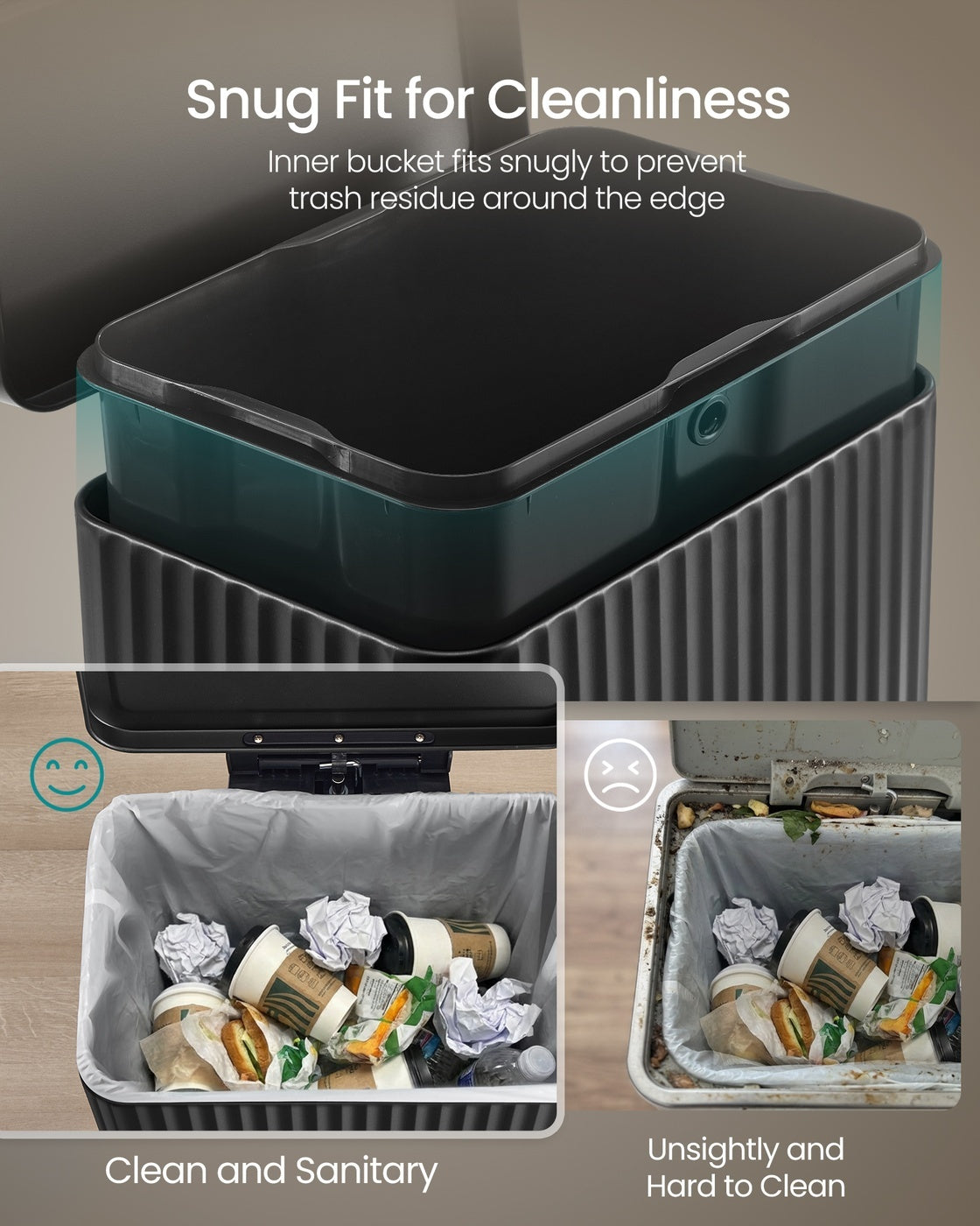 Stainless Steel Garbage Can With Lid And Removable Inner Bucket - product photo 05