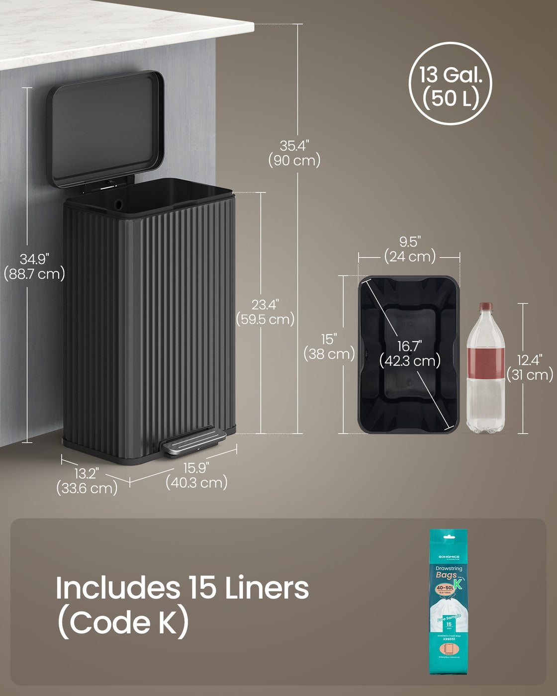 Stainless Steel Garbage Can With Lid And Removable Inner Bucket - product photo 55
