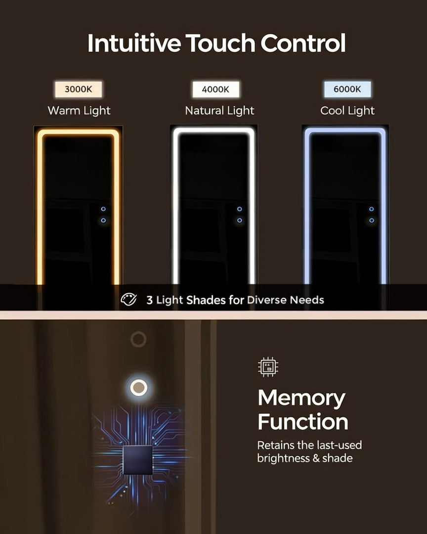 Standing Mirror Jewelry Cabinet With LED Lights And Storage – product view 6 | Amaraloft