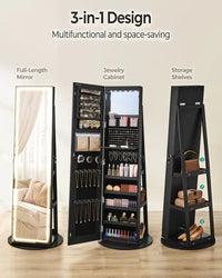 Standing Mirror Jewelry Cabinet With LED Lights And Storage – product view 8 | Amaraloft