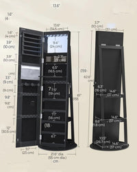 Standing Mirror Jewelry Cabinet With LED Lights And Storage – product view 9 | Amaraloft