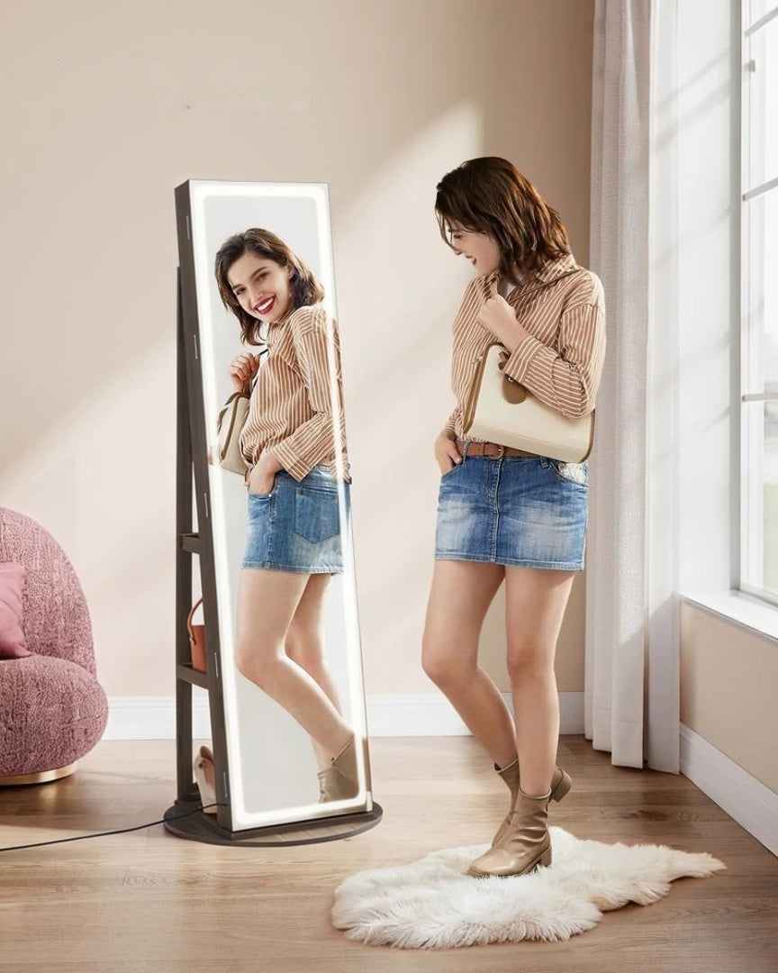 Standing Mirror Jewelry Cabinet With LED Lights And Storage – product view 12 | Amaraloft