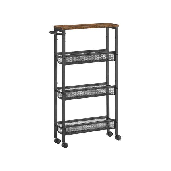 4 Tier Slim Rolling Storage Cart Narrow Utility Shelf – product view 1 | Amaraloft