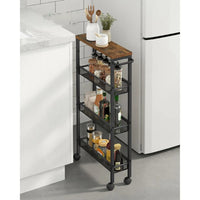 4 Tier Slim Rolling Storage Cart Narrow Utility Shelf – product view 7 | Amaraloft