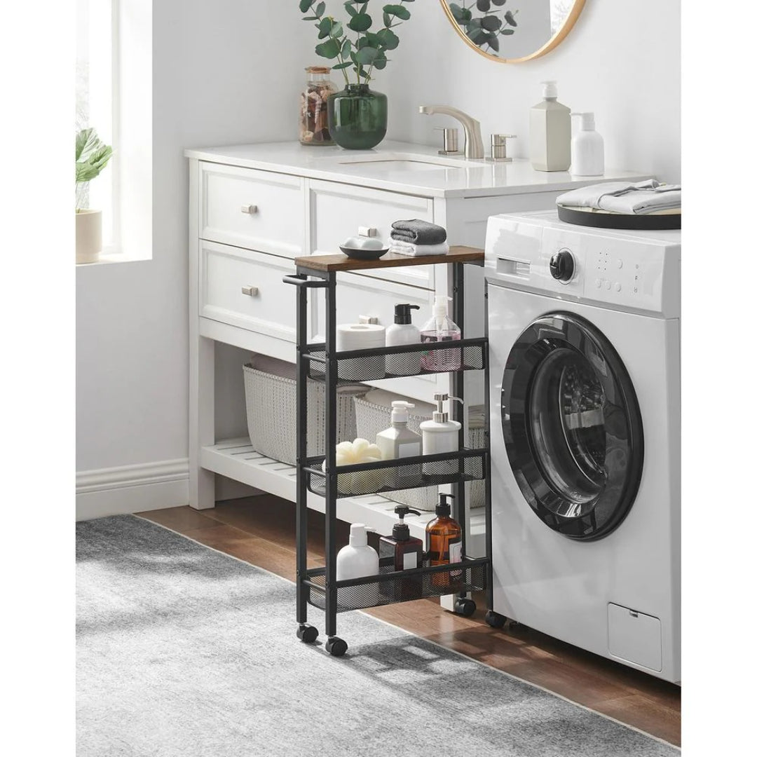 4 Tier Slim Rolling Storage Cart Narrow Utility Shelf – product view 8 | Amaraloft