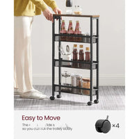 4 Tier Slim Rolling Storage Cart Narrow Utility Shelf – product view 9 | Amaraloft