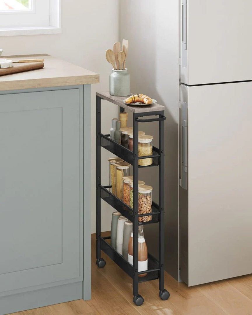 4 Tier Slim Rolling Storage Cart Narrow Utility Shelf – product view 20 | Amaraloft