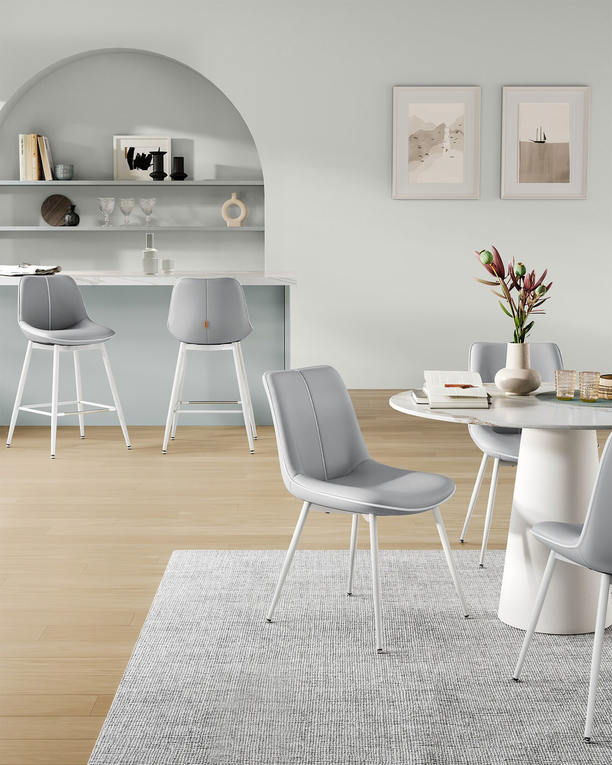 Synthetic Leather Bar Stools With Back - product photo 06