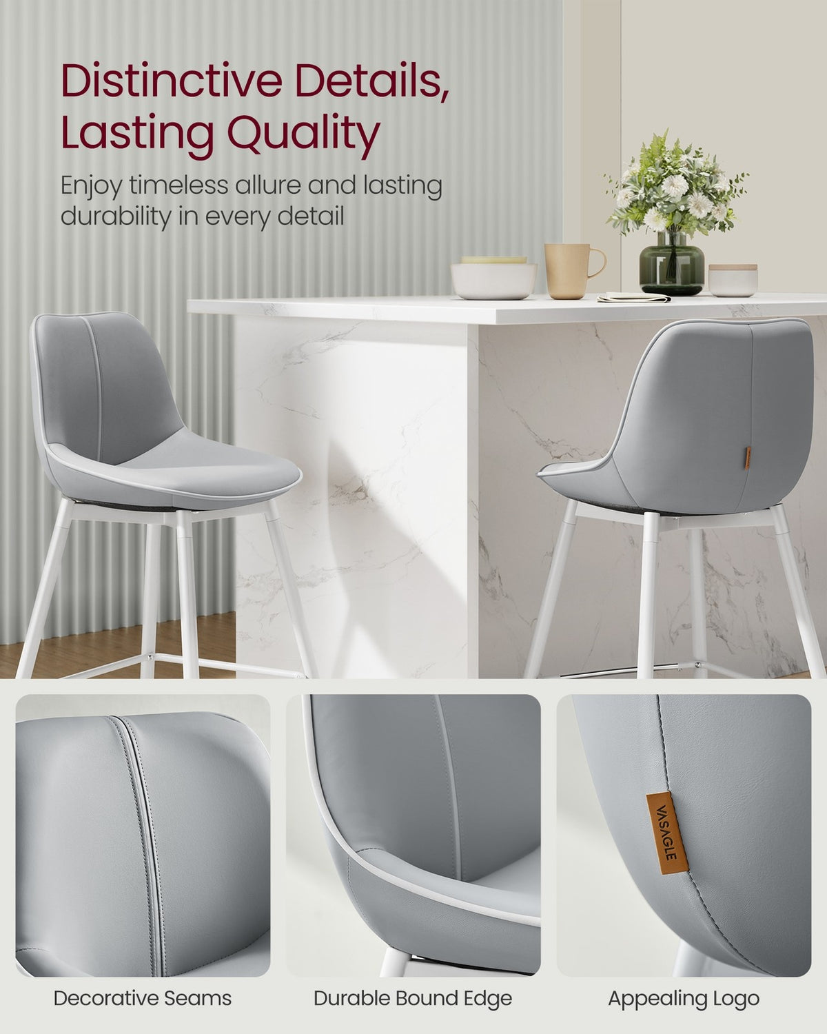 Synthetic Leather Bar Stools With Back - product photo 08