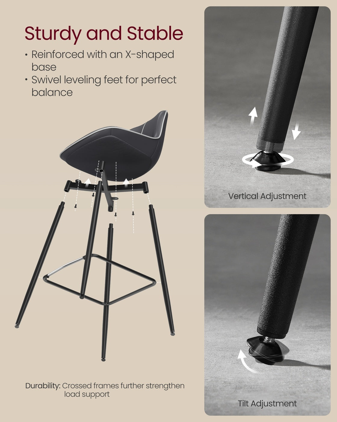 Synthetic Leather Bar Stools With Back - product photo 113