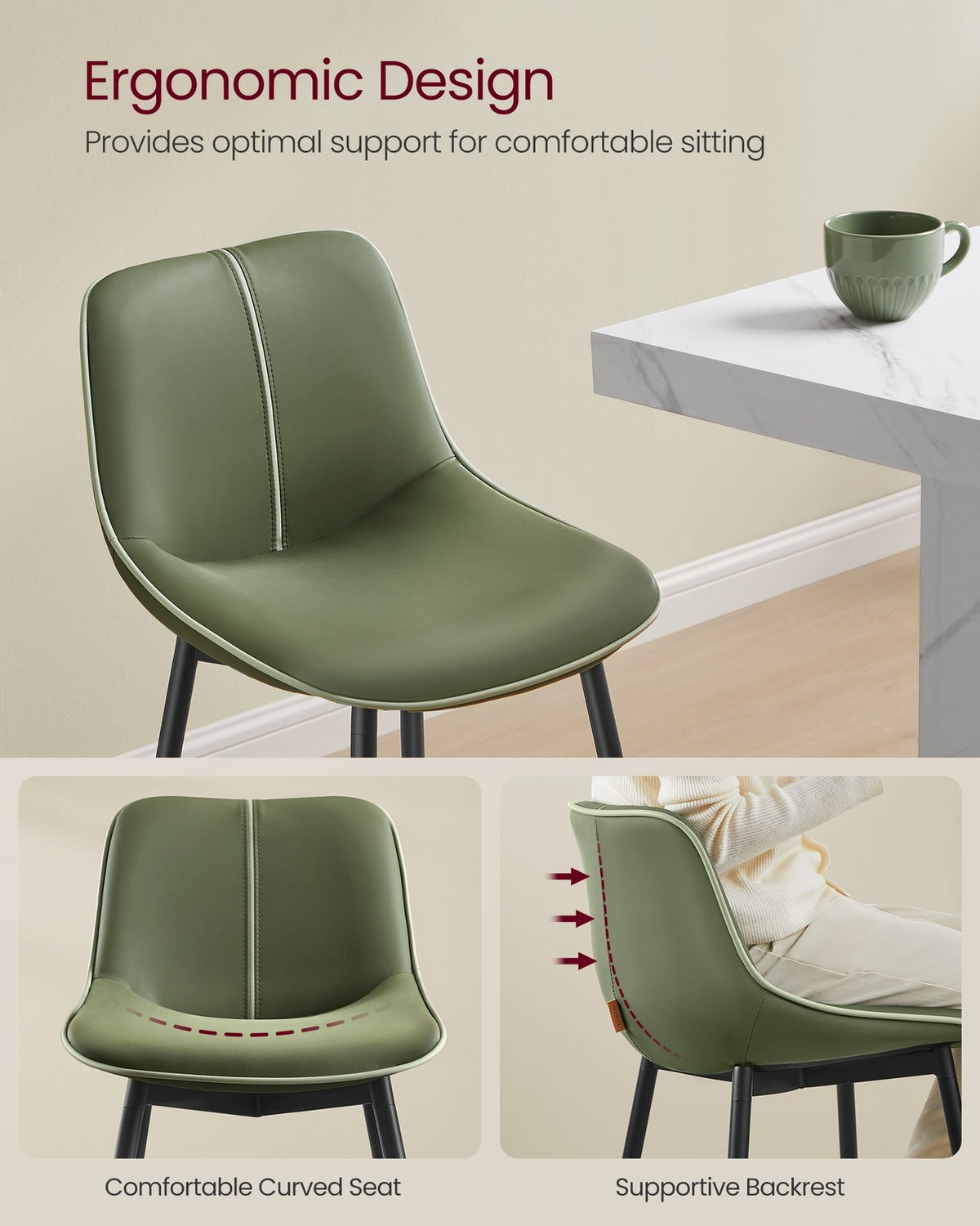 Synthetic Leather Bar Stools With Back - product photo 23