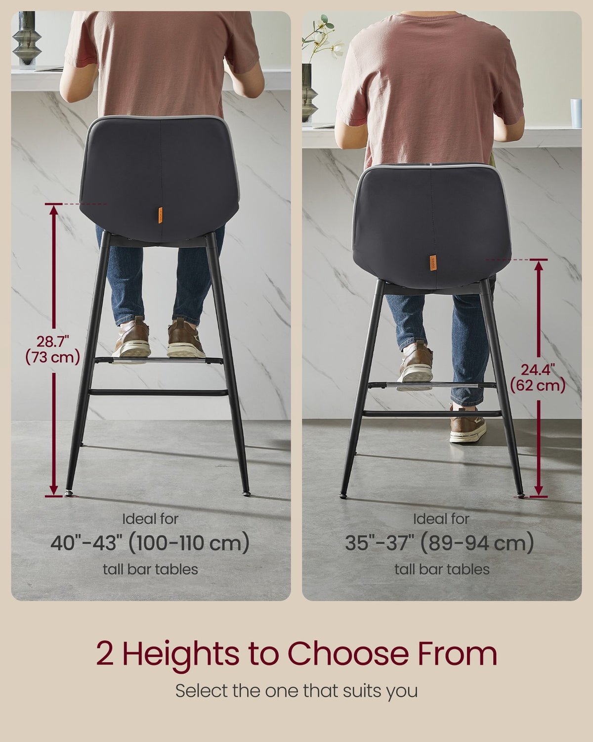 Synthetic Leather Bar Stools With Back - product photo 39