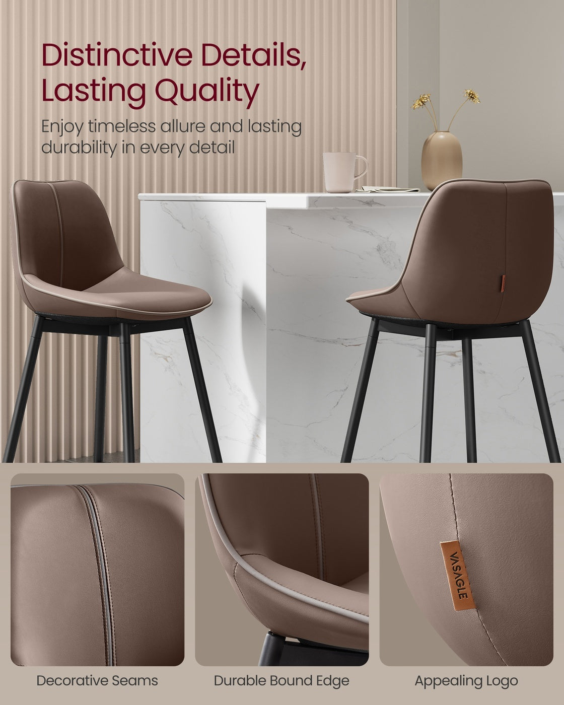 Synthetic Leather Bar Stools With Back - product photo 57
